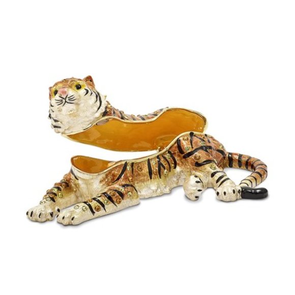 2022 is the Year of the Tiger!  Pewter Bejeweled and enameled Tiger Trinket Box - Picture 3 of 4